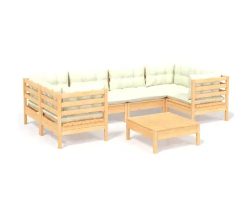 7-Daļīgs Dārza Mēbeļu Komplekts Ar Krēmkrāsas Matračiem, Priede Vidaxl