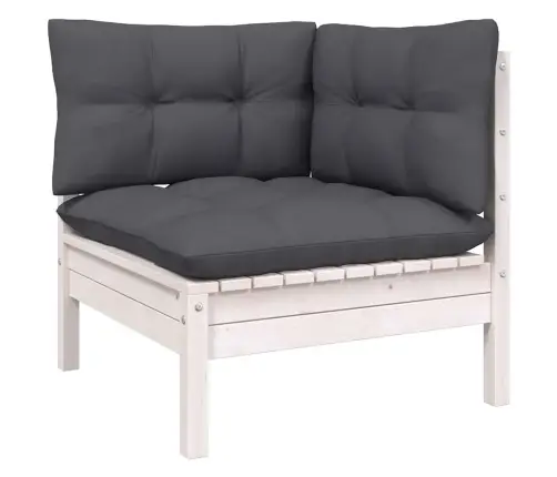 9-Osaline Aiamööbli Komplekt Istmepatjadega, Valge, Männipuit