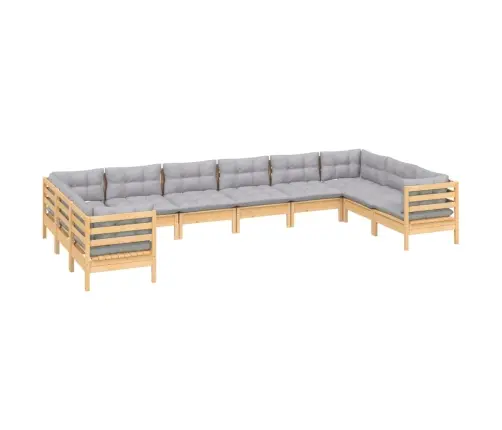 Sodo Komplektas Su Pilkomis Pagalvėmis, 10 Dalių, Pušis