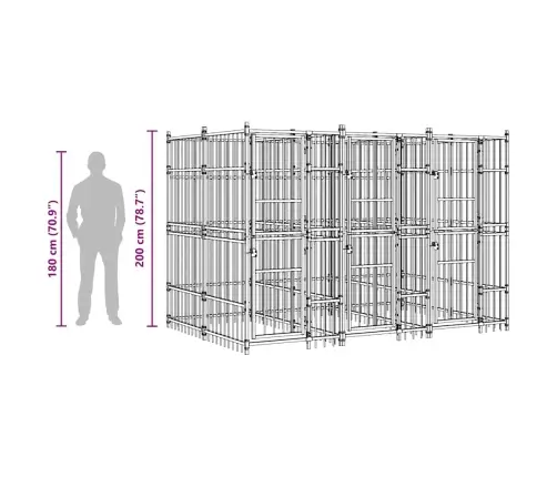 Suņu Voljērs, 5,53 M², Tērauds Vidaxl