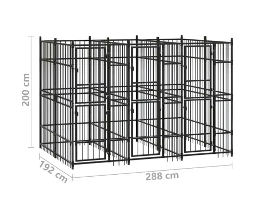 Suņu Voljērs, 5,53 M², Tērauds Vidaxl
