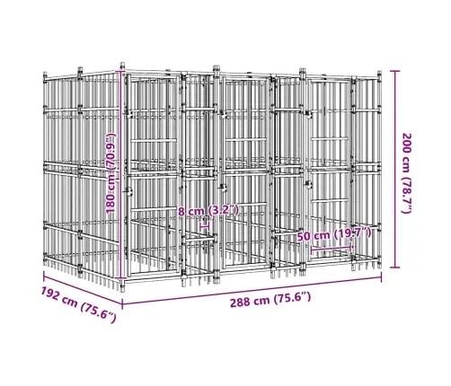 Suņu Voljērs, 5,53 M², Tērauds Vidaxl