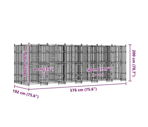 Suņu Voljērs, 11,06 M², Tērauds Vidaxl