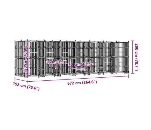 Suņu Voljērs, 12,9 M², Tērauds Vidaxl