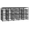 Suņu Voljērs Ar Jumtu, 9,22 M², Tērauds Vidaxl
