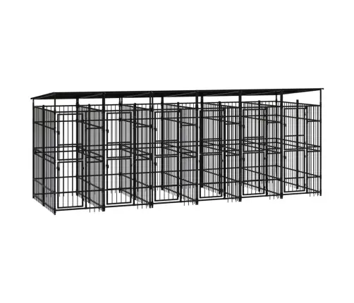 Suņu Voljērs Ar Jumtu, 11,06 M², Tērauds Vidaxl