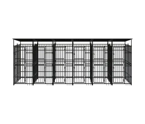 Suņu Voljērs Ar Jumtu, 11,06 M², Tērauds Vidaxl