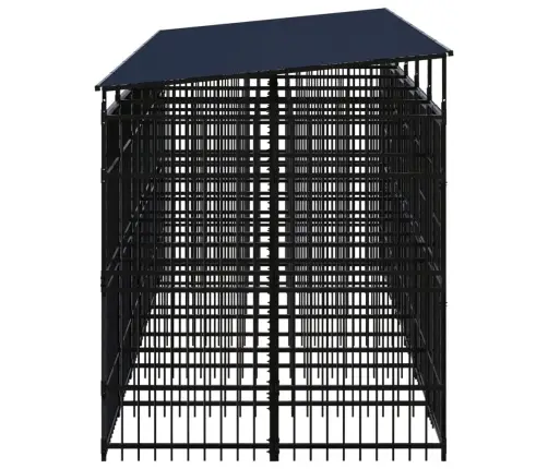 Suņu Voljērs Ar Jumtu, 11,06 M², Tērauds Vidaxl