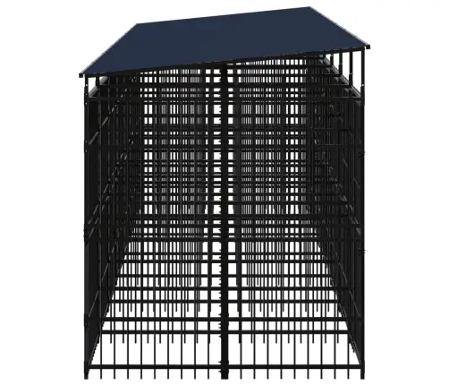 Suņu Voljērs Ar Jumtu, 12,9 M², Tērauds Vidaxl