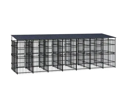 Suņu Voljērs Ar Jumtu, 12,9 M², Tērauds Vidaxl