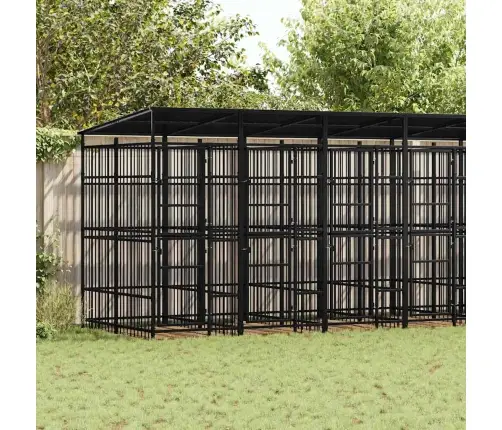Suņu Voljērs Ar Jumtu, 12,9 M², Tērauds Vidaxl
