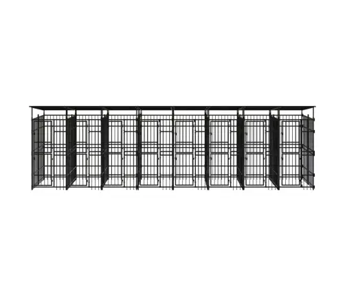 Suņu Voljērs Ar Jumtu, 14,75 M², Tērauds Vidaxl