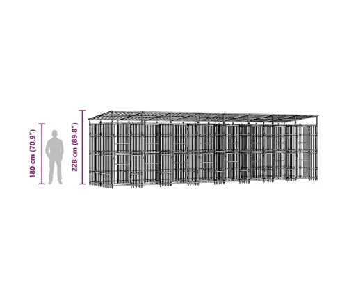Suņu Voljērs Ar Jumtu, 14,75 M², Tērauds Vidaxl