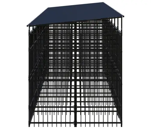 Suņu Voljērs Ar Jumtu, 14,75 M², Tērauds Vidaxl
