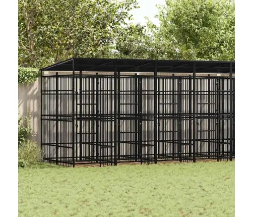 Suņu Voljērs Ar Jumtu, 14,75 M², Tērauds Vidaxl