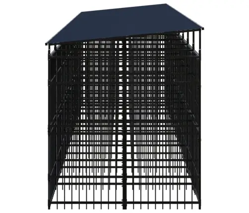 Suņu Voljērs Ar Jumtu, 16,59 M², Tērauds Vidaxl