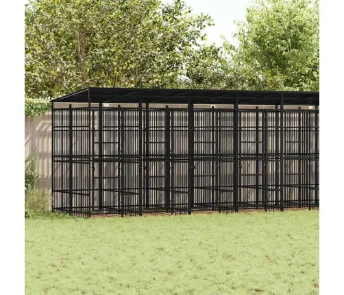 Suņu Voljērs Ar Jumtu, 18,43 M², Tērauds Vidaxl