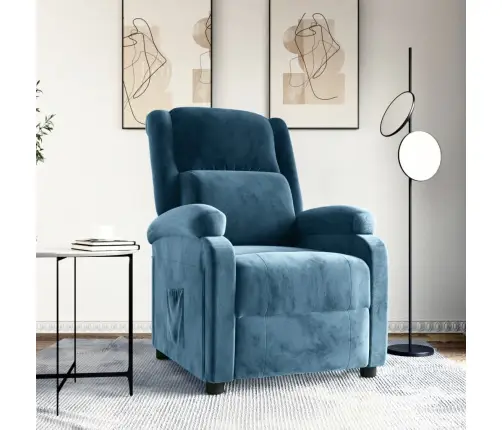 Atpūtas Krēsls, Atgāžams, Zils Samts Vidaxl