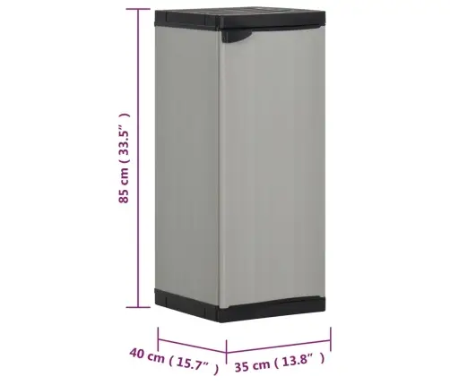 Dārza Skapītis Ar 1 Plauktu, 35X40X85 Cm, Pelēks Ar Melnu Vidaxl