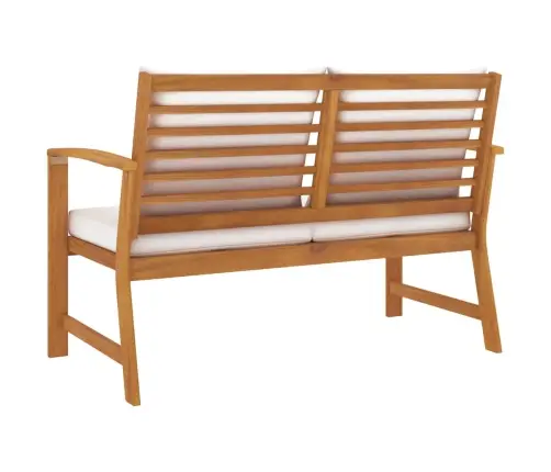 Dārza Sols, 120 Cm, Krēmkrāsas Spilveni, Akācijas Masīvkoks Vidaxl