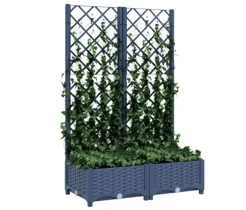 Dārza Puķu Kaste Ar Špaleru, Zili Pelēka, 80X40X121,5 Cm, Pp Vidaxl