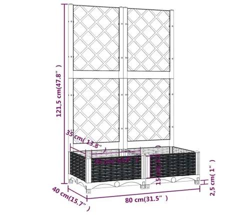 Dārza Puķu Kaste Ar Špaleru, Zili Pelēka, 80X40X121,5 Cm, Pp Vidaxl