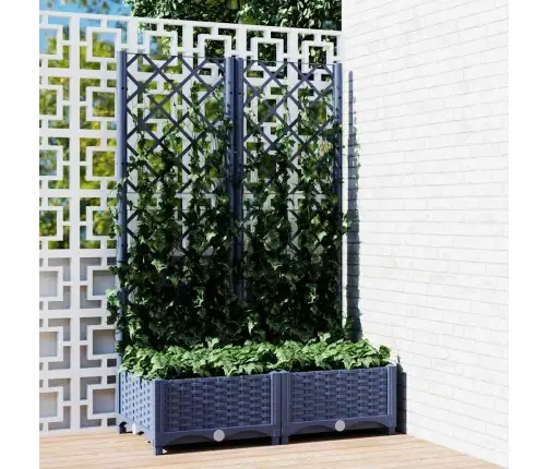Dārza Puķu Kaste Ar Špaleru, Zili Pelēka, 80X40X121,5 Cm, Pp Vidaxl