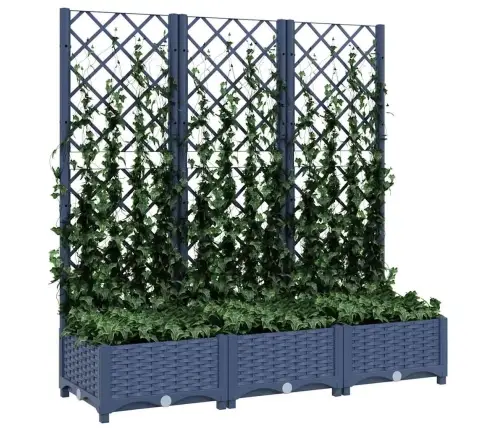 Dārza Puķu Kaste Ar Špaleru, Zili Pelēka, 120X40X121,5 Cm, Pp Vidaxl