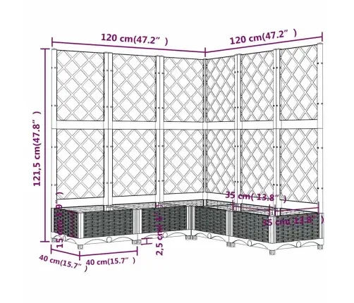 Sodo Lovelis Su Treliažu, Mėlyna Pilkas, 120X120X121,5cm Pp