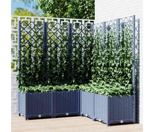 Dārza Puķu Kaste Ar Špaleru, Zili Pelēka, 120X120X136 Cm, Pp Vidaxl