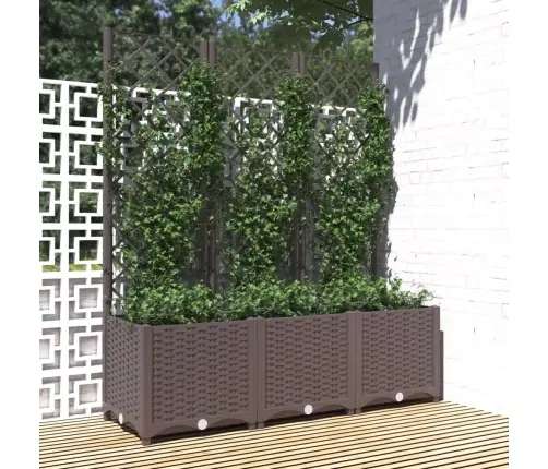 Dārza Puķu Kaste Ar Špaleru, Brūna, 120X40X136 Cm, Pp Vidaxl