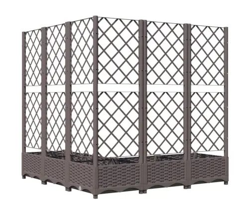 Dārza Puķu Kaste Ar Špaleru, Brūna, 120X120X121,5 Cm, Pp Vidaxl