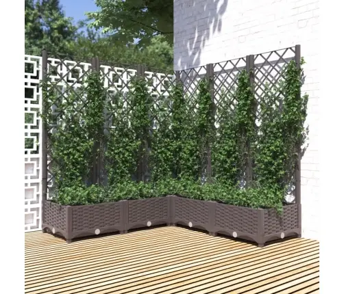 Dārza Puķu Kaste Ar Špaleru, Brūna, 120X120X121,5 Cm, Pp Vidaxl