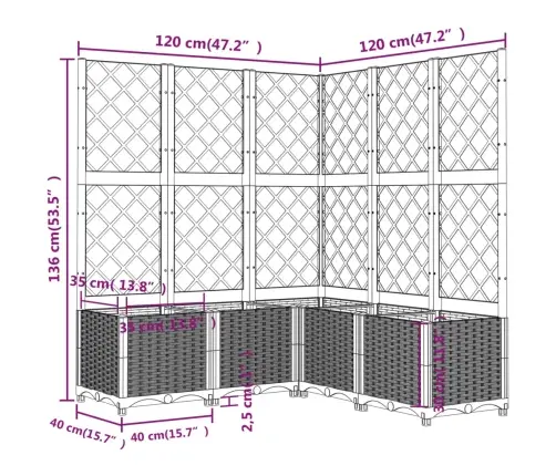 Võrega Taimekast, Pruun, 120 X 120 X 136 Cm Pp