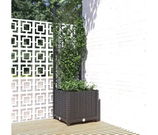 Dārza Puķu Kaste Ar Špaleru, Melna, 40X40X136 Cm, Pp Vidaxl