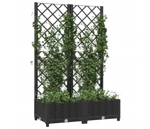 Dārza Puķu Kaste Ar Špaleru, Melna, 80X40X121,5 Cm, Pp Vidaxl