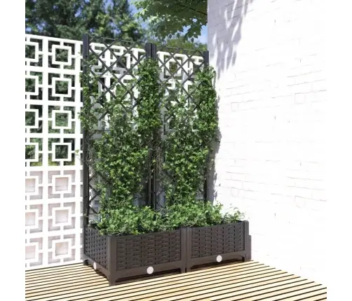 Dārza Puķu Kaste Ar Špaleru, Melna, 80X40X121,5 Cm, Pp Vidaxl