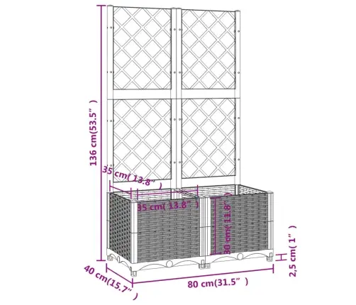 Aia Lillepott Võrega, Must, 80 X 40 X 136 cm Pp