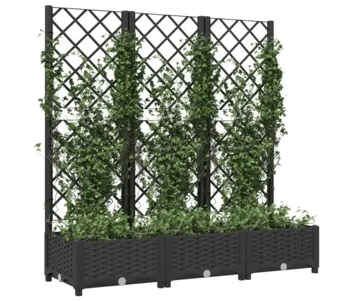 Dārza Puķu Kaste Ar Špaleru, Melna, 120X40X121,5 Cm, Pp Vidaxl