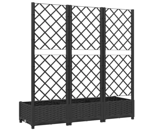 Dārza Puķu Kaste Ar Špaleru, Melna, 120X40X121,5 Cm, Pp Vidaxl