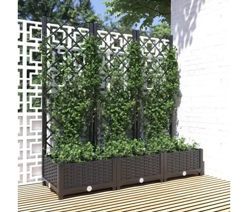 Dārza Puķu Kaste Ar Špaleru, Melna, 120X40X121,5 Cm, Pp Vidaxl
