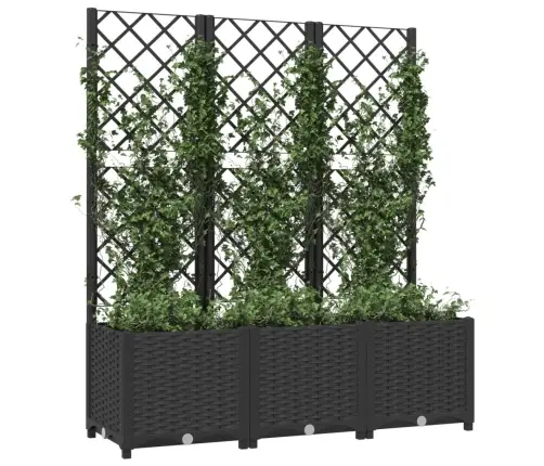 Dārza Puķu Kaste Ar Špaleru, Melna, 120X40X136 Cm, Pp Vidaxl