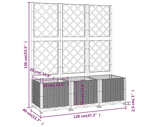 Dārza Puķu Kaste Ar Špaleru, Melna, 120X40X136 Cm, Pp Vidaxl