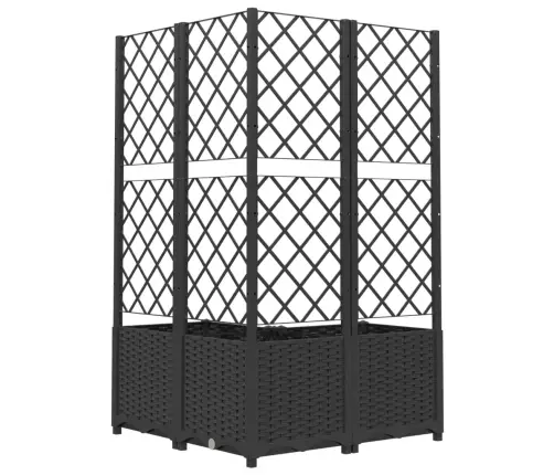 Dārza Puķu Kaste Ar Špaleru, Melna, 80X80X136 Cm, Pp Vidaxl