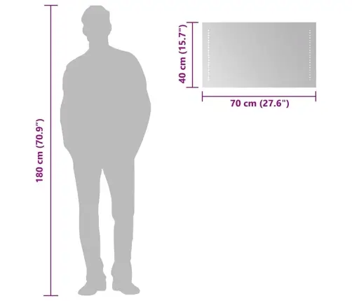 Vonios Kambario Led Veidrodis, 70X40Cm