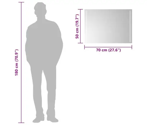 Vonios Kambario Led Veidrodis, 70X50Cm