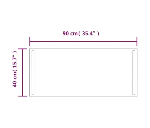 Vannasistabas Spogulis Ar Led, 90X40 Cm Vidaxl