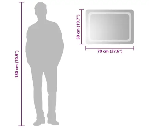 Vannasistabas Spogulis Ar Led, 70X50 Cm Vidaxl