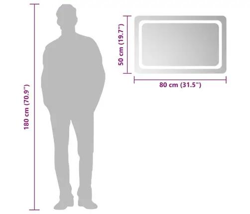 Vannasistabas Spogulis Ar Led, 80X50 Cm Vidaxl