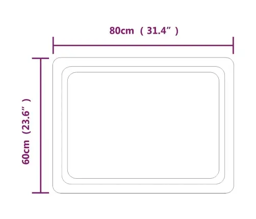Vonios Kambario Led Veidrodis, 80X60Cm